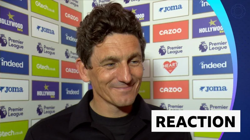 Brentford head coach Keith Andrews smiling during his post-match interview with BBC Sport (photo: BBC)
