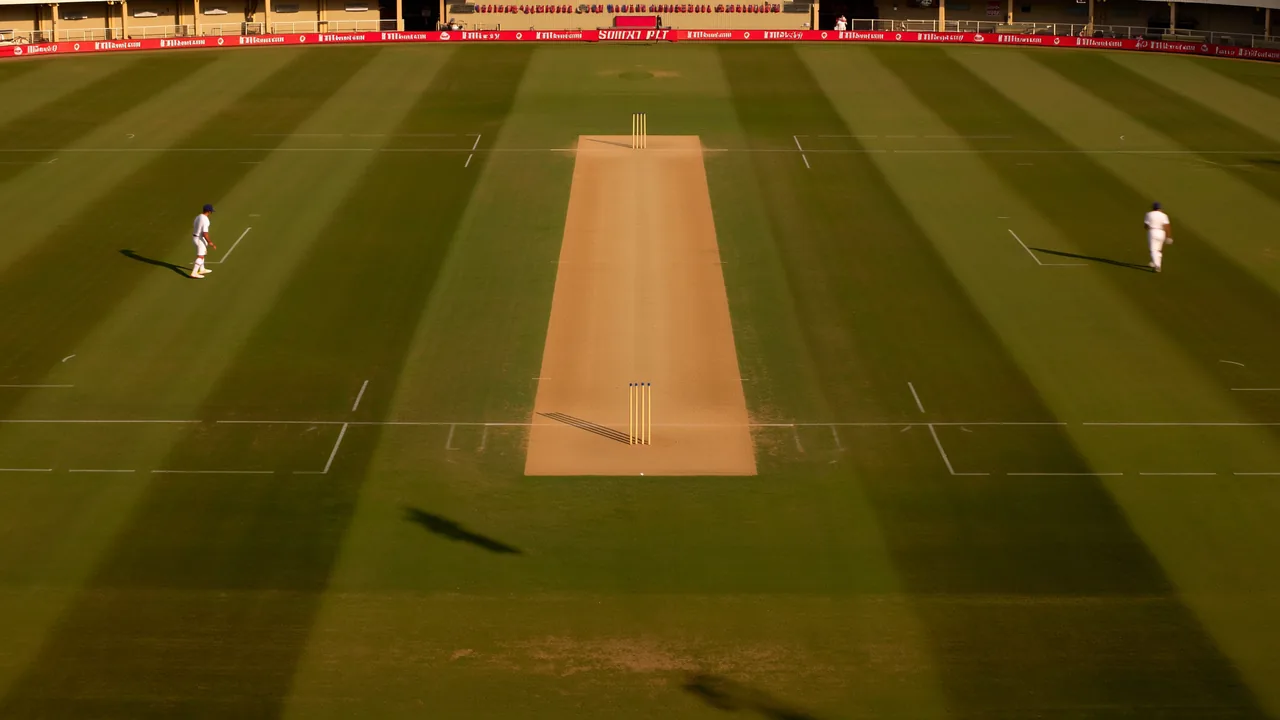 A Test cricket ground in warm late-afternoon light
